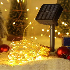 LUCES NAVIDEÑAS CON PANEL SOLAR- 25 METROS